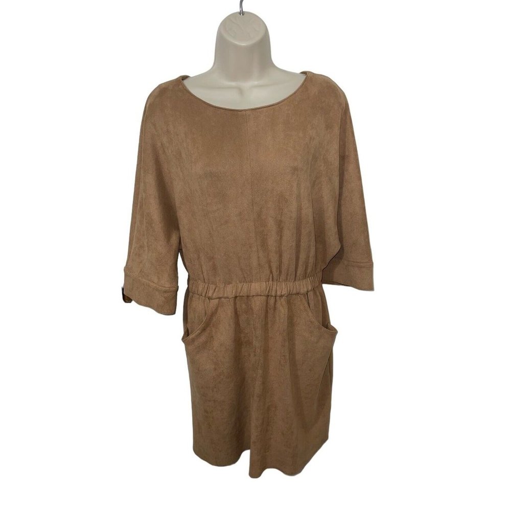DO + BE Women's Size Medium Faux Suede Dress with Elastic Waistband